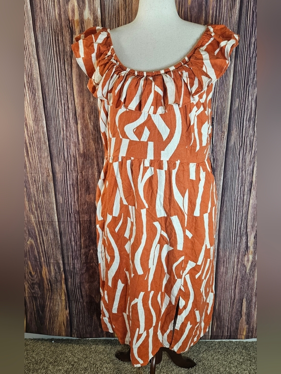 Ava & Viv Dresses & Skirts - NWT Ava & Viv Linen Blend Ruffle Midi Dress Plus Size 2X